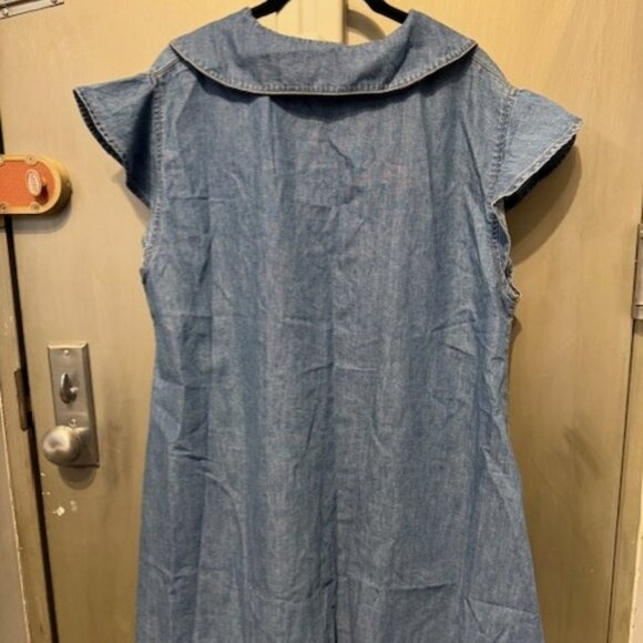 Miss Selfridge denim babydoll shirt mini dress in blue chambray - Picture 11 of 16